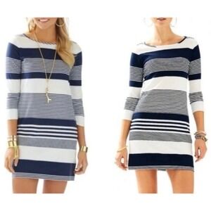 Lilly Pulitzer Striped 3/4 Sleeve Boatneck Tunic Dress Casual Everyday small